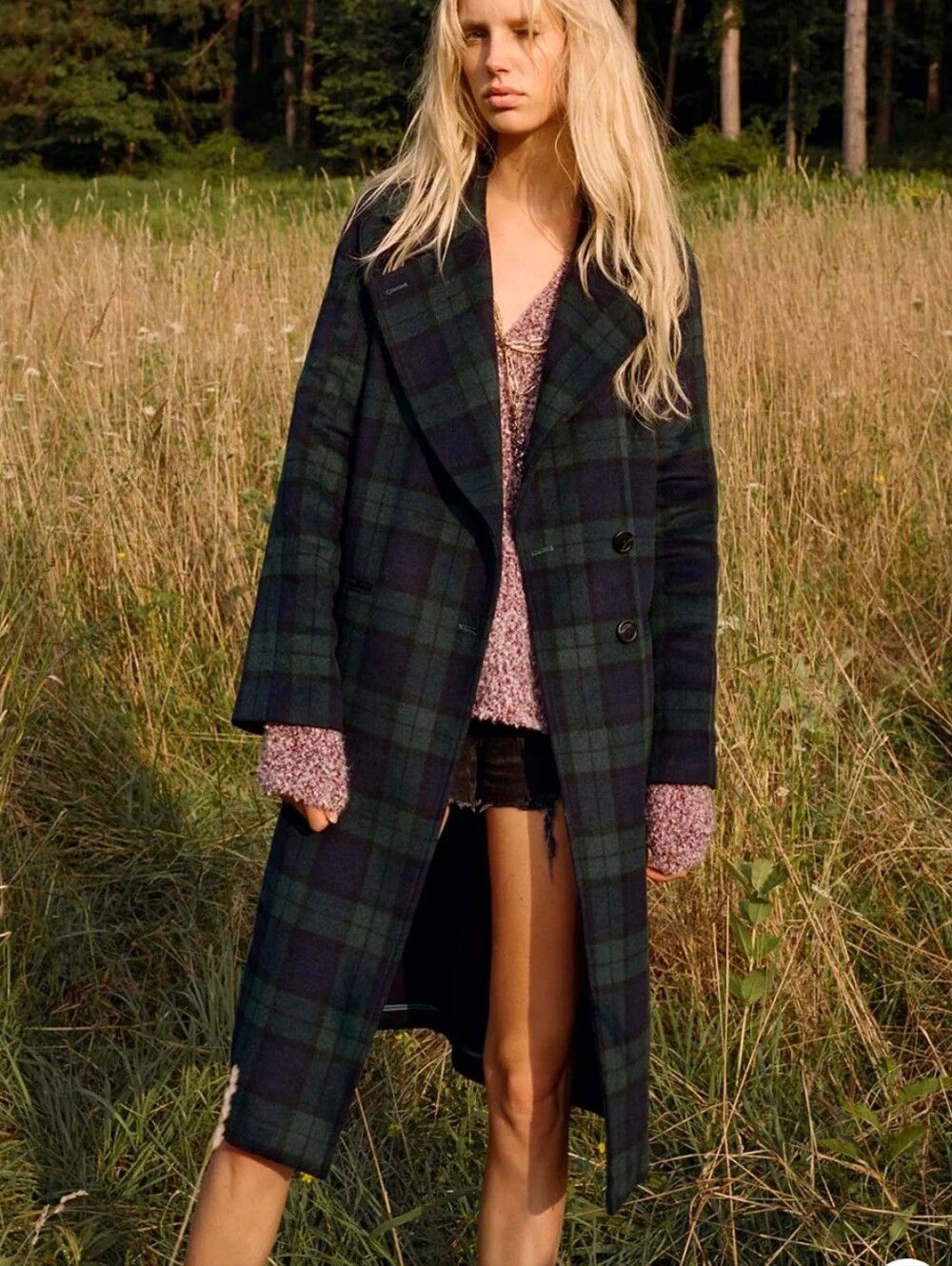 Avec Les Filles Plaid Wool Coat